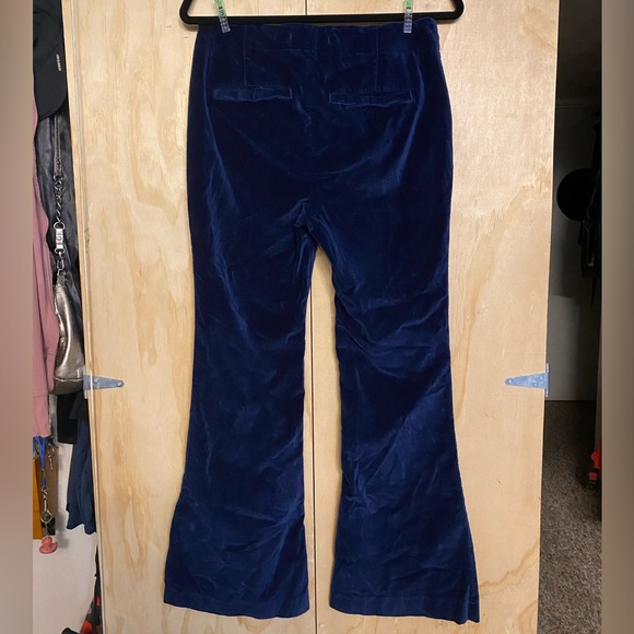 Free People Oxanna Jewel Royal Blue Velvet Flared Pants Size 29 - Picture 8 of 14